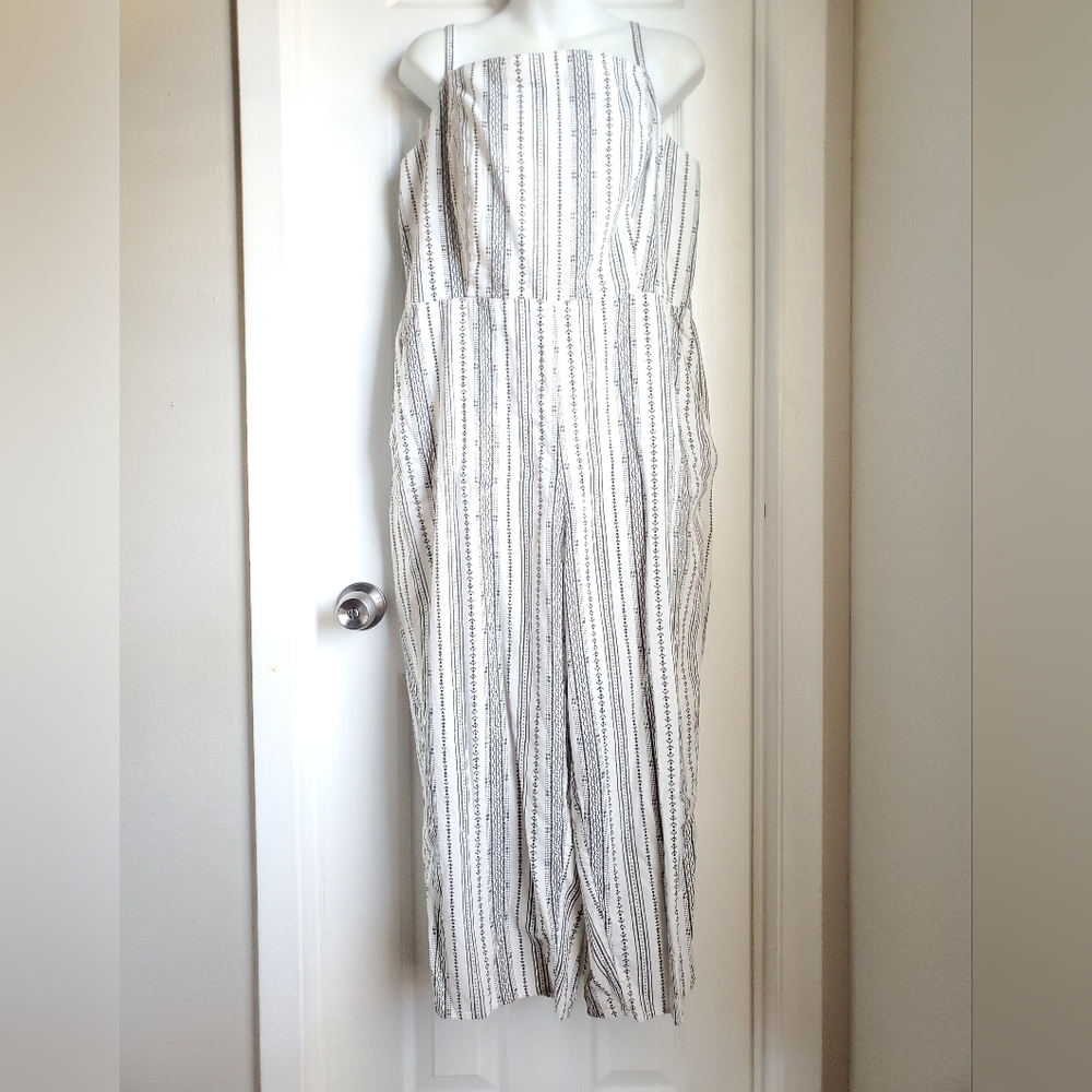 Old Navy Black and White Striped Jumpsuit